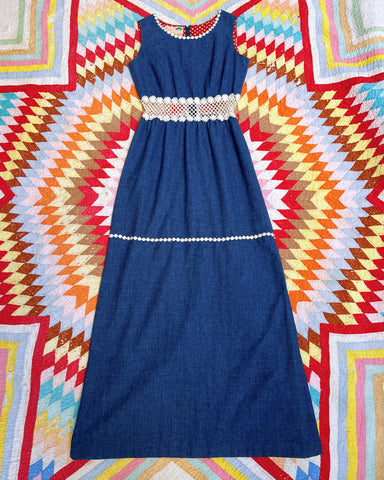 60s chambray cut out maxi dress