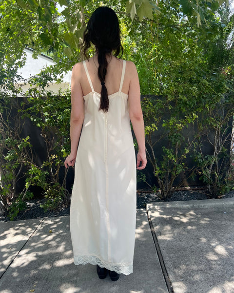 60s a-line taffeta maxi slip dress (S/M)