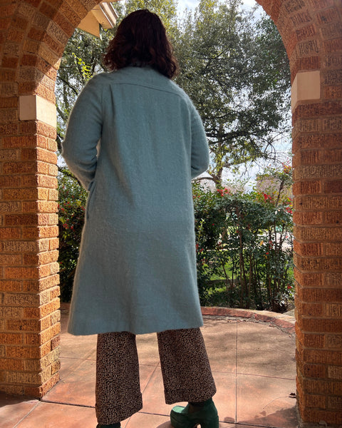 60s baby blue mohair knit coat (M/L)