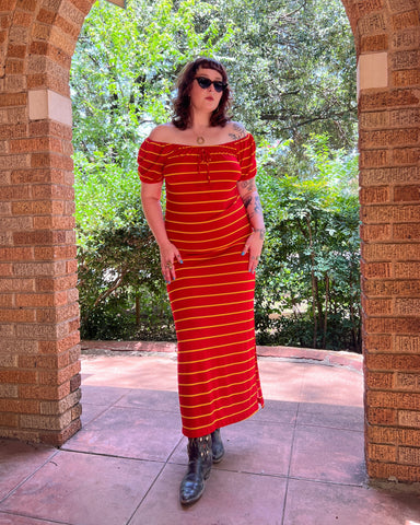 70s striped maxi dress