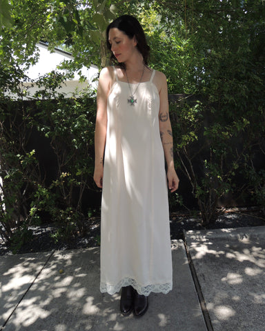60s a-line taffeta maxi slip dress (S/M)