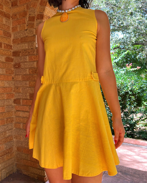 60s yellow mod mini dress (XS/S)