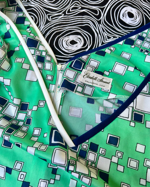 70s wide leg geo print jumpsuit