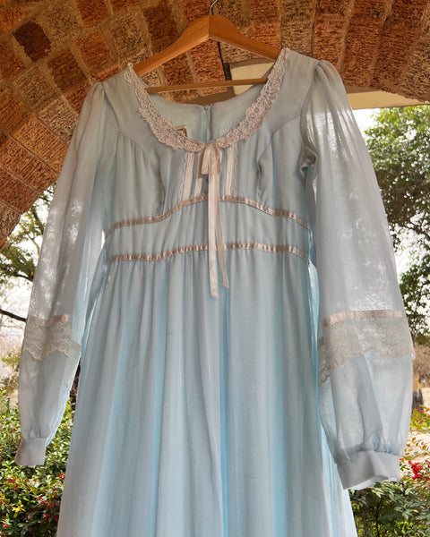 70s baby blue gunne sax prairie dress (S)