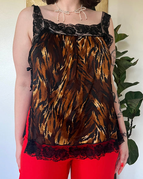 60s tiger stripe side tie lingerie top (M/L) – poorbabyfashion