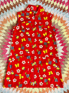 60s cotton mushroom print mini dress (S/M)
