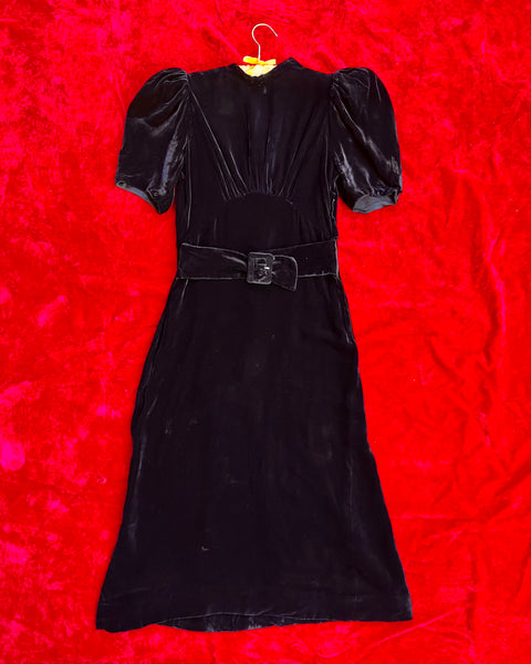 30s black silk velvet gown (XS/S)