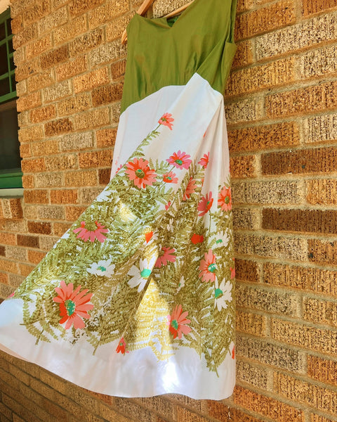 60s daisy field babydoll mini dress (XL)