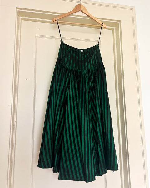 80s norma kamali striped taffeta maxi skirt (S)