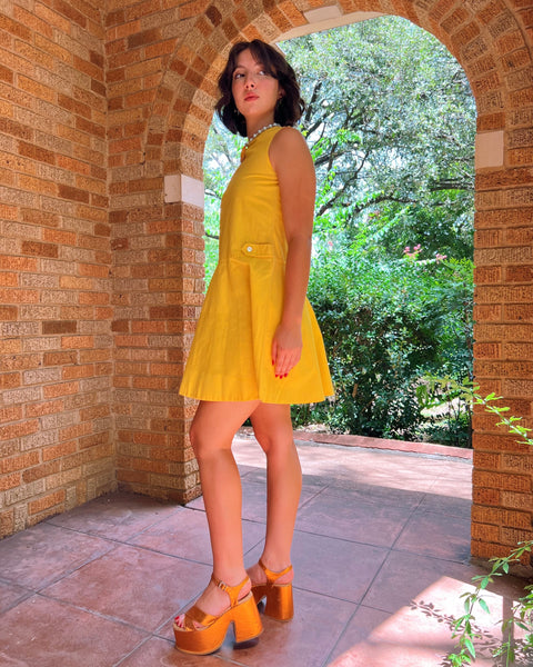 60s yellow mod mini dress (XS/S)