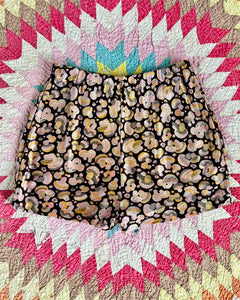 70s slinky mushroom print hot pant shorts (S)