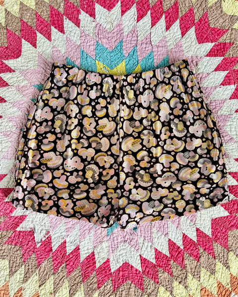 70s slinky mushroom print hot pant shorts (S)
