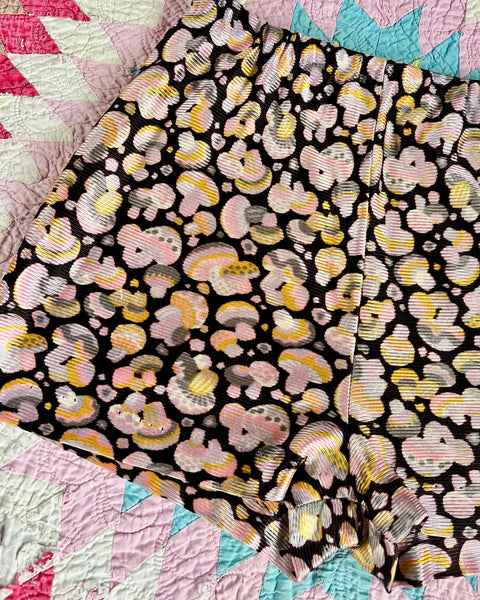 70s slinky mushroom print hot pant shorts (S)