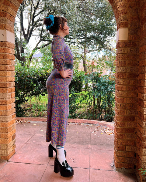 60s wide leg paisley cotton jumpsuit (S/M)