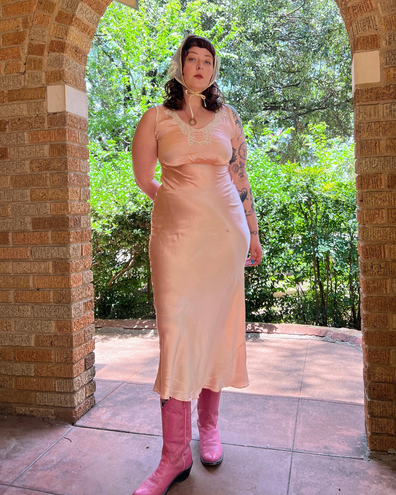 30s liquid rayon bias cut slip dress (S-L)