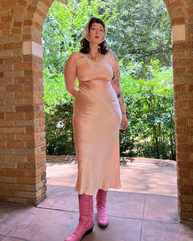 30s liquid rayon bias cut slip dress (S-L)