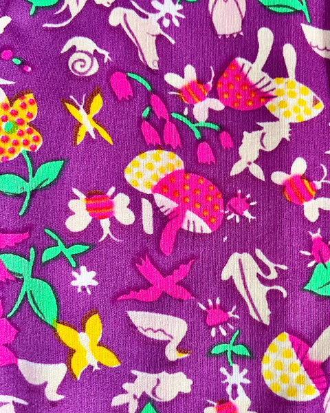 70s mushroom print dagger collar bodysuit (S/M)