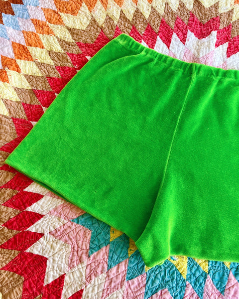 70s green velour hot pants