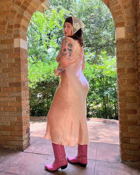30s liquid rayon bias cut slip dress (S-L)