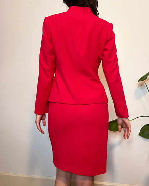 90s red hot skirt suit set (S)