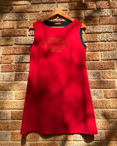 00s fiorucci sparkly lips mini shift dress (S/M)