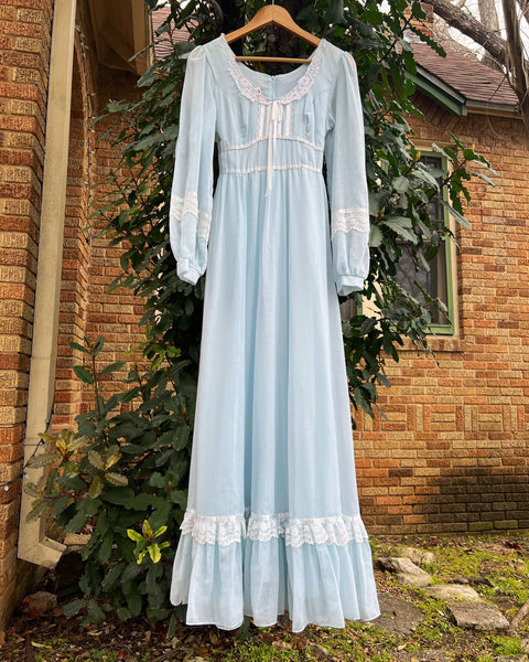 70s baby blue gunne sax prairie dress (S)