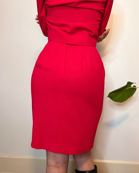 90s red hot skirt suit set (S)