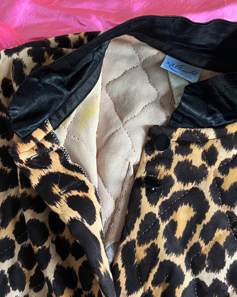 60s glam rock leopard print quilted jacket (S)