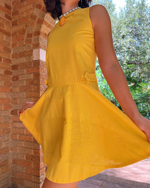 60s yellow mod mini dress (XS/S)