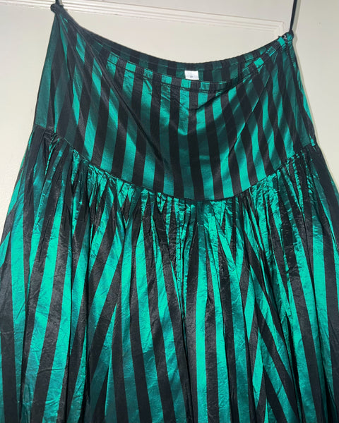 80s norma kamali striped taffeta maxi skirt (S)