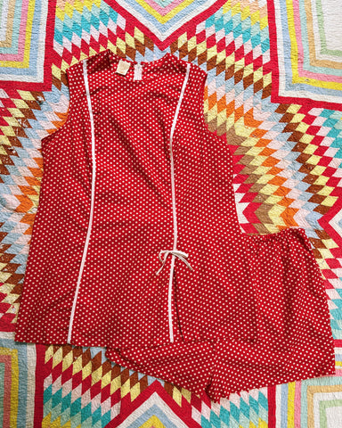 60s union made cotton polka dot mini + shorts set (XL/XXL)