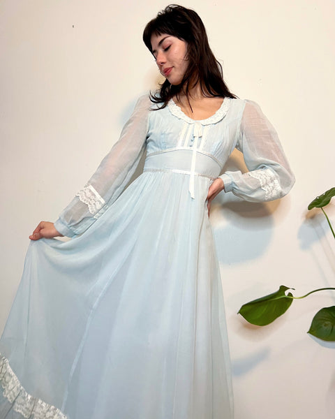 70s baby blue gunne sax prairie dress (S)