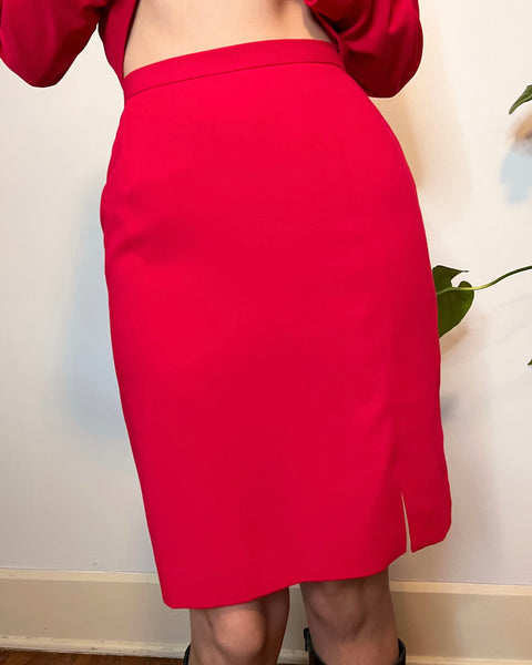 90s red hot skirt suit set (S)