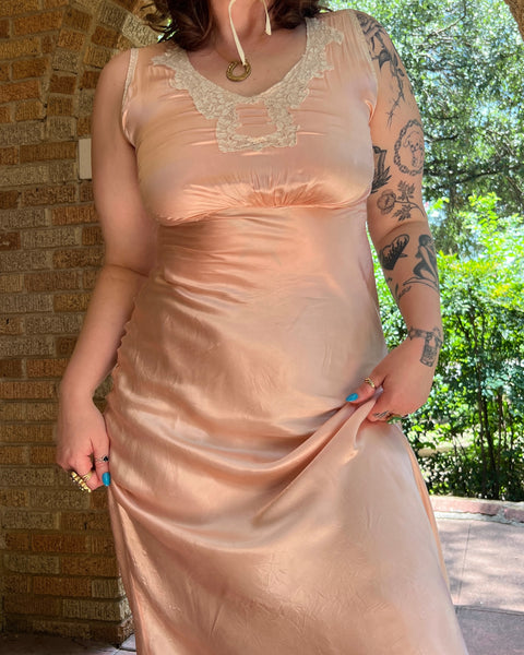 30s liquid rayon bias cut slip dress (S-L)