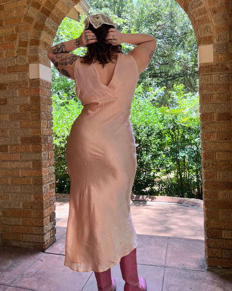 30s liquid rayon bias cut slip dress (S-L)