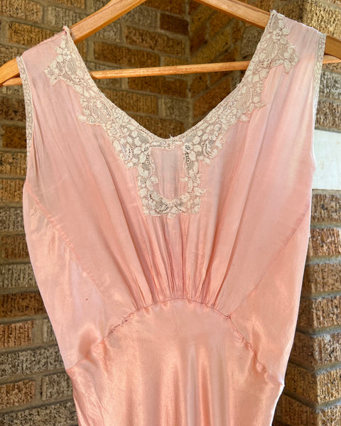30s liquid rayon bias cut slip dress (S-L)