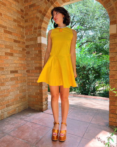 60s yellow mod mini dress (XS/S)