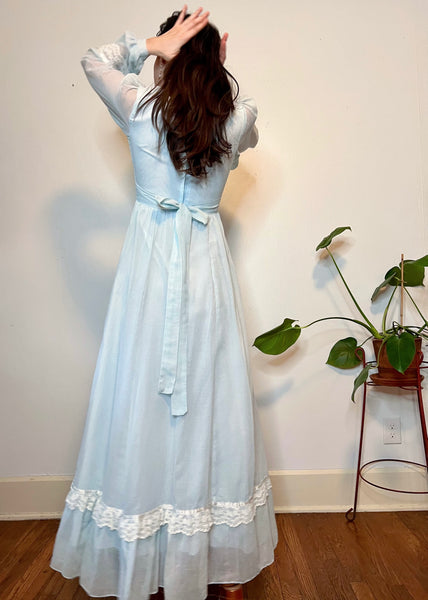 70s baby blue gunne sax prairie dress (S)