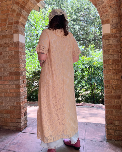 60s peachy lace duster (M)