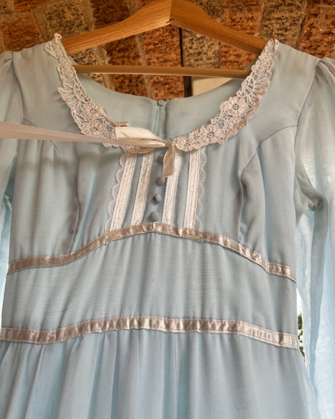 70s baby blue gunne sax prairie dress (S)