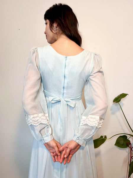 70s baby blue gunne sax prairie dress (S)