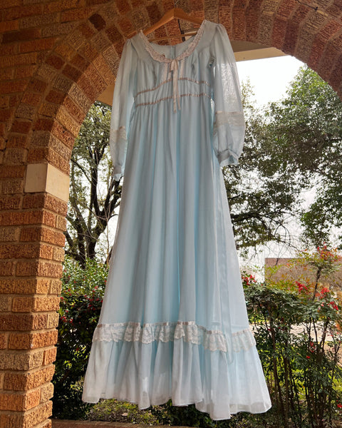 70s baby blue gunne sax prairie dress (S)