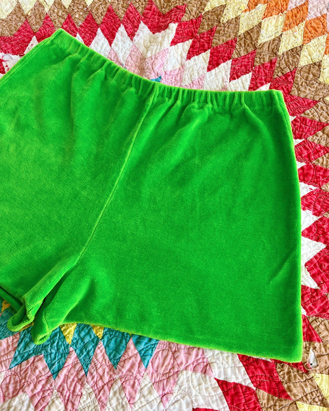 70s green velour hot pants