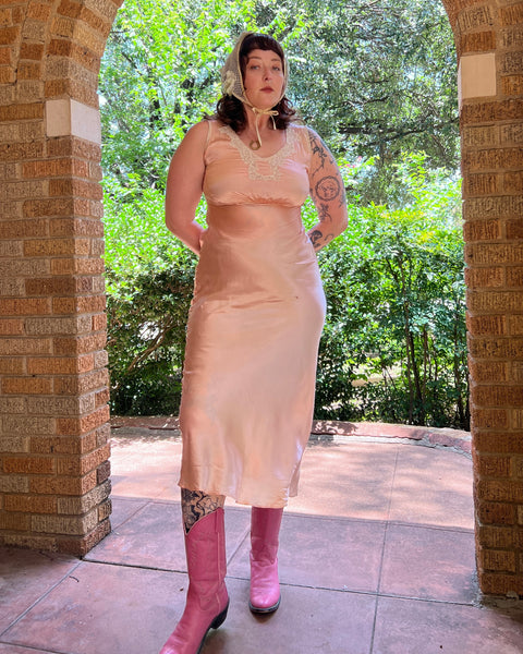 30s liquid rayon bias cut slip dress (S-L)