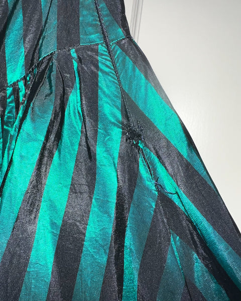 80s norma kamali striped taffeta maxi skirt (S)