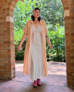 60s peachy lace duster (M)