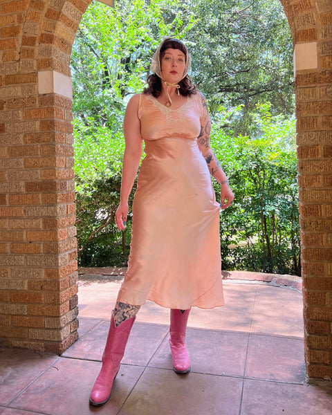 30s liquid rayon bias cut slip dress (S-L)