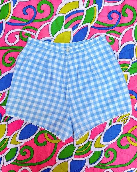 50s gingham cotton shorts