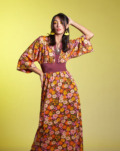 70s olga kimono sleeve floral maxi