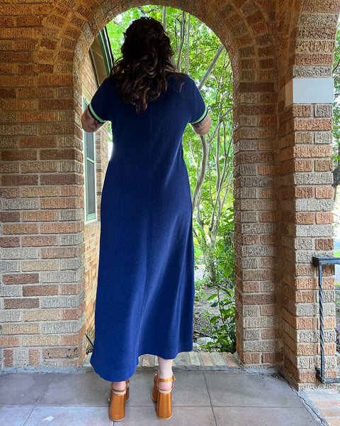 70s terrycloth ringer maxi dress